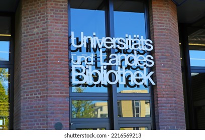 Düsseldorf, Germany - July 9. 2022: Logo Lettering Of German University Library 