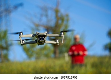 Nürtingen, Germany - May 29, 2021: Drone Dji Air 2s. The Gray Multicopter Is The All In One Solution For Ambitious Photographers And Videographers. Front View. Germany