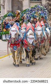 Germany, Munich – September 17, 2022: An Animal Rights Demonstration At The Opening Ceremony Of The Oktoberfest After Two Years Of Covid-19 Pause In Munich, Germany.