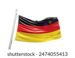 Germany national flag waving isolated on white background with clipping path.