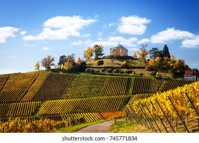 Germany Stuttgart View Of Mausoleum Rotenberg In The Vineyards In Autumn