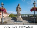 Germany, Wurzburg, the statue of Charlemagne on the ols Main Bridge