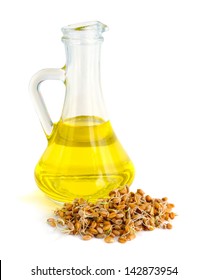 Germinated grains oil in a glass jug.