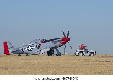 GERMISTON, SOUTH AFRICA-AUGUST 21 2016: Mustang Sally Being Towed Before The Start Of The  Rand Airshow At RandAirport.