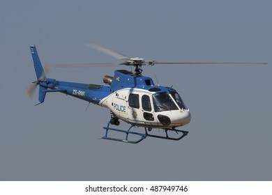 GERMISTON, SOUTH AFRICA-AUGUST 21 2016: A South African Police Airwing  Bo 105 Helicopter Flies Past At The Rand Airshow At Rand Airport.