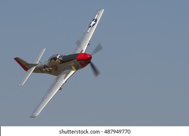 Germiston, SOUTH AFRICA-AUGUST 21 2016: Menno Parsins Banks Towards The Crowd Line With Mustang Sally At The Rand Airshow At Rand Airport.