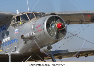 GERMISTON, SOUTH AFRICA-AUGUST 21 2016: An Antinov AN-2 Does An Engine Run At At The Rand Airshow At Rand Airport.