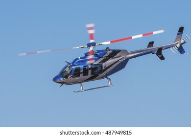 GERMISTON, SOUTH AFRICA-AUGUST 21 2016: A Bell 407 Helicopter Flies Past At The Rand Airshow At Rand Airport.