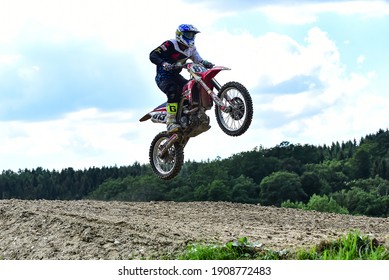 Gerstetten,Germany-August 04,2019:Unidentified rider in action in International 47 Gerstetten ADAC Motocross.