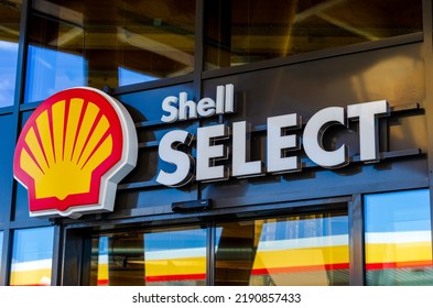 Geseke, Germany - August 07, 2021: A Shell Select Logo At Shell Gas Station.