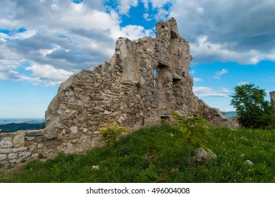 Gessopalena (Abruzzo, Italy) - In the Gessopalena town there is a public archeological site of the old medieval village in gypsum stone, now destroyed, with the suggestive view of Majella mountains.   - Shutterstock ID 496004008
