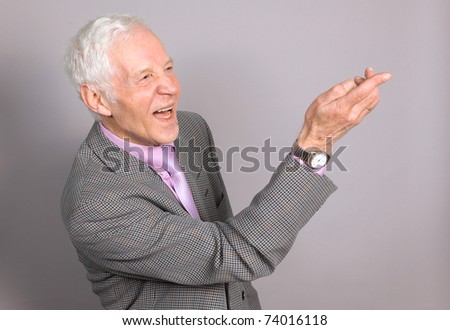 Gesticulating elderly man