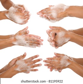 Geste einer schönen Frau, die sich die Hände wäscht