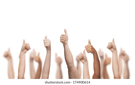 gesture and body parts concept - human hands showing thumbs up - Shutterstock ID 174900614