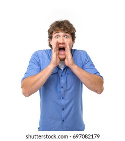 Gesture Yelling Shouting Loudly Emotional Man库存照片 Shutterstock