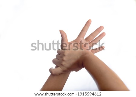 Gestures of greeting and success with one hand and two hands