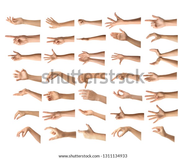 Gesturing Female Hands On White Background Stock Photo Edit Now