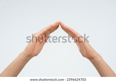 Gesturing human hand women hand sign protection