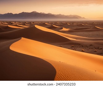 Get lost in the mesmerizing beauty of this vast desert landscape, where golden sand dunes stretch as far as the eye can see. - Powered by Shutterstock