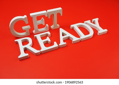 Get Ready Word Alphabet Letters On Red Background