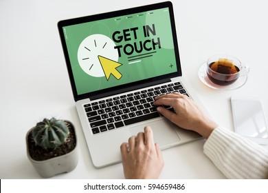 Get In Touch Word With Mouse Cursor Icon