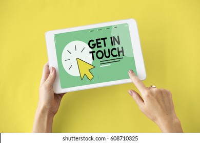 Get In Touch Word With Mouse Cursor Icon