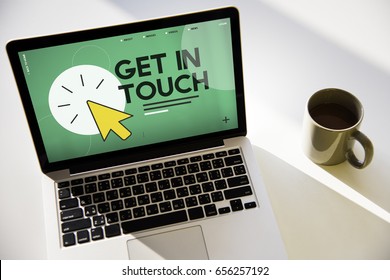 Get In Touch Word With Mouse Cursor Icon