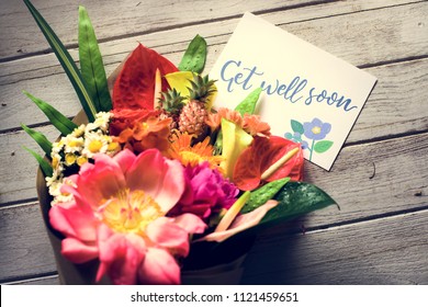 Get Well Soon Message With Bouquet