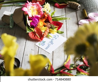 Get Well Soon Message With Bouquet