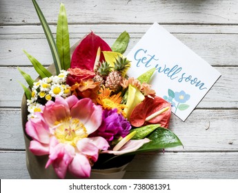 Get Well Soon Message With Bouquet