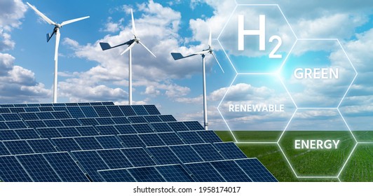 Getting Green Hydrogen From Renewable Energy Sources. Concept