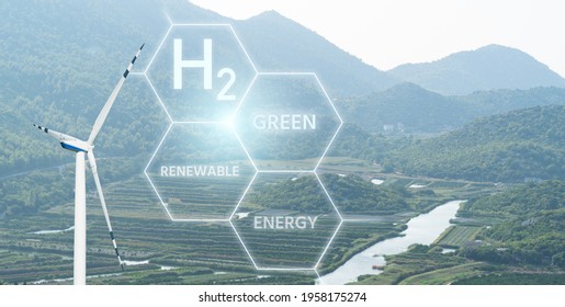 Getting Green Hydrogen From Renewable Energy Sources. Concept