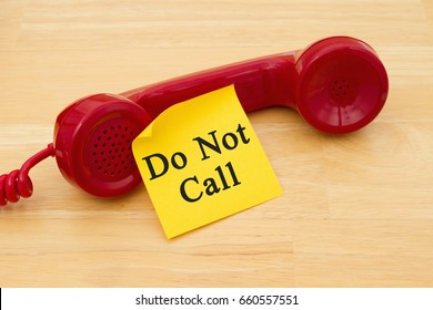 Getting On The Do Not Call List, Retro Red Phone Handset With A Yellow Sticky Note And Text Do Not Call