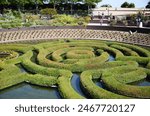 The Getty Museum is the largest art museum in California amazing circles of bushes decorate the muse garden architectural elements