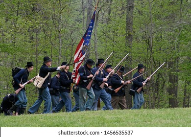 Gettysburg,Pennsylvania /USA- 07/19/2019  Photo Of People Participate As A Hobby In American Civil War Reenactment