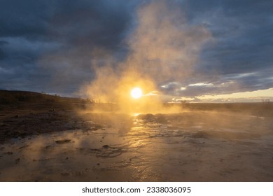 Geyser hot spring. Tourist attraction in Iceland. - Powered by Shutterstock