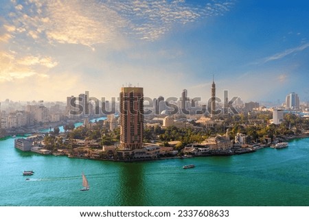 Gezira island and the downtown of Cairo in the Nile, Egypt