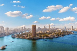 Gezira Island On The Nile, Exclusive Aerial View Of Cairo, Egypt