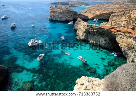 Ghajn Tuffieha Bay in Malta, around mid day, view from above