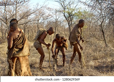 GHANZI, BOTSWANA - CIRCA SEPTEMBER 2012: Khoisan People In The Bush