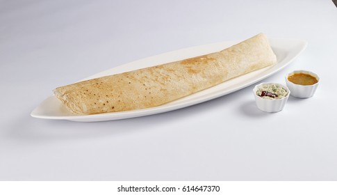 Ghee Roast Dosa Isolated On White Background