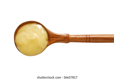 Ghee In Wooden Spoon 2