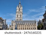 Ghent, Belgium; June,06,2024. Belfort or Belfry of Gent, one of the three medieval towers that dominate the old city center, built in 1380