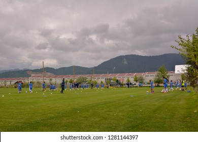 GHIMBAV, BRASOV, ROMANIA - AGUST 3: Soccer Football Training Camp For Kids, Children At FOREX GHIMBAV, Romania 03 August 2016