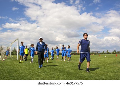 GHIMBAV, BRASOV, ROMANIA - AGUST 3: Soccer Football Training Camp For Kids, Children At FOREX GHIMBAV, Romania 03 August 2016 