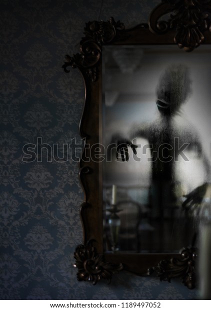 Ghost Appears Old Vintage Mirror Spooky Stock Photo 1189497052 ...