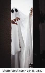 Halloween Concept White Ghost Black Eyes Stock Photo 2192955991 ...