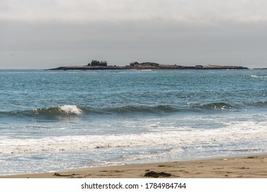 Ghost Island With Abandoned Structures At Año Nuevo State Park, California