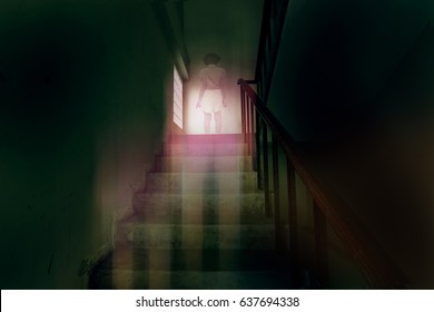 Ghost Little Girl Appears On Stairs In Haunted House, Child Is Confined To Death.