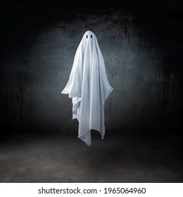 Ghost in a sheet floating in the air